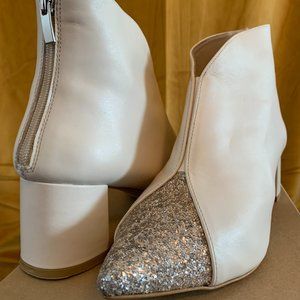 white leather booties size 10 wide-width